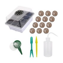 환기 구멍 재배 12 홀 모종 상자 세트 식물 발아 트레이 인큐베이터 성장 키트, 01 12 hole