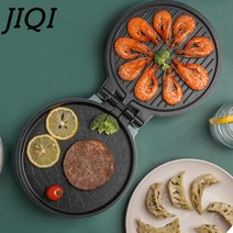 자동볶음기 JIQI-가정용 전기 프라이팬 크레이프 팬케이크 메이커 양면 가열 자동 피자 제조 기계 휴대, 03 Pink