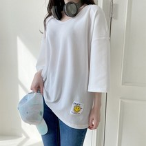 새로본(봄상품)136 스마일라벨반팔 빅사이즈 반팔롱티 루즈핏 여성여자 미시