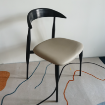 카페 체어 식탁 의자 레트로 홈빠 모던 우드 메탈, H.블랙 혼 그레이 가죽