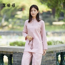 생활한복 개량 태극권 쿵후 정장 태극권 무술 유니폼 여성 린넨 중국 전통 느슨한 운동복 명상 요가 세트