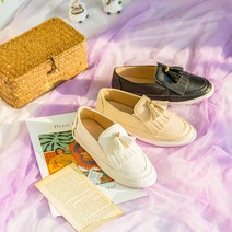 슈즈앤클럽 말랑푹신 태슬 프린지 슬립온 로퍼3cm