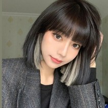 시크릿 투톤 단발 통 가발 보브컷 중ㅇM.94eA, 1, 브라운톤-에쉬그레이, 본상품선택