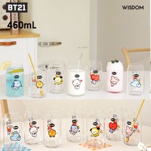 BT21 미니니 투명 유리컵 물컵 글라스 480mL, 타타TATA