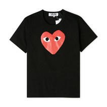 꼼데가르송 여성 레드하트 블랙 반팔티 AZ T111 051 1