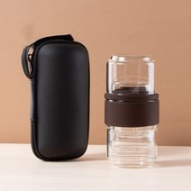 휴대용 유리 핸드 드립 커피 필터 세트 팩 수제 이중 벽 메이커 컵 공유 냄비 차, [03] Tea Set - Brown