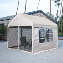 캐노피 천막 몽골 텐트 포장마차 그늘막 2x2M, 4)2X2 프레임+천장 베이지+4면+모기장 천막