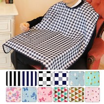 복쐬낭생활용품 성인용턱받이 버튼형타입 어르신 노인 성인 식사 턱받이 환자 식사 위생 앞치마 방수 원단 큰턱받이 촘띱웠 스트라이프 체크 플라워 패턴 eJ29L+k0C2p, [네이비 스트라이프], 1개