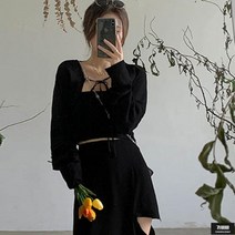 가바바 여성 미니가디건 리본끈포인트 볼레로 스타일 크롭 아우터 G62872