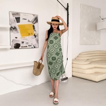 여자 SS 롱 리조트 스퀘어넥 원피스