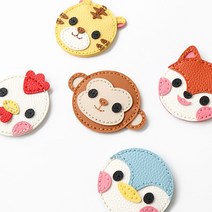 바오바론 가죽 원형 손거울 만들기 캐릭터 바느질 공예 직접 만드는 휴대용 악세사리 DIY 수업 재료 투명스티커 증정, (호랑이