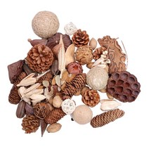 FWT 소박한 원뿔 300개 등나무 공 크리스마스 화환, 1-9cm, 여러 가지 빛깔의, 자연스러운