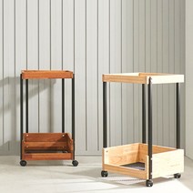 이동식 원목 스틸 트롤리 선반 거실 복도 사무실 다용도 트레이 진열대, CZ3311, 멀바우화이트