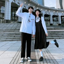 커플룩 가을 셔츠 원피스 세트 잉글리시 학원풍 반바지 셔츠 JK 유니폼 커플룩
