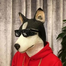 동물 가면 마스크 고릴라 녹색 물고기 남자 신 성가신 개 재미 있은 머리 커버 인터넷 연예인 말 소품, 04 Single dog