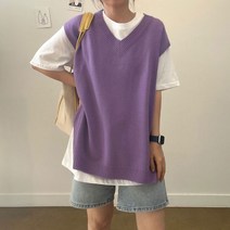 (5col) 아보카토 빅사이즈 오버핏 옆트임 박스 니트 조끼