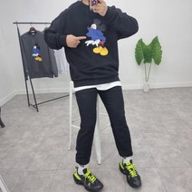 남자 미키마우스 캐릭터 프린트 오버핏 맨투맨 티셔츠 3컬러