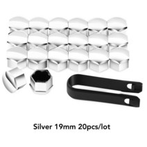 자동차 차량용 볼트 너트 20pcs 17/19mm 자동차 휠 너트 캡 보호 커버 포드 포커스 2 3 1 Fiesta Mondeo MK, 02 19mm silver