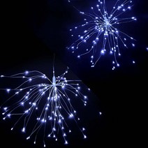건전지 민들레 홀씨 감성 캠핑 불꽃놀이 트리 전구 축제 조명 LED 와이어 불꽃 + 리모컨, 백색, 50줄(150구)