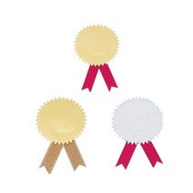 상장표지 용지꾸미기 금색 은색 은상 무지 리본스티커, 상장용지 금은무지 리본 스티커, 금+금색리본