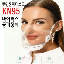 투명 전자마스크 KN95 바이러스 공기정화 의사소통, L, 1개, 1개