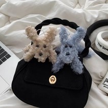 루스플로스 블랑 뽀글강이지 키링 가방참, 베이지, 1개