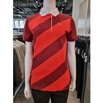 [19F/W] HAZZYS GOLF / 레드 변형스트라이프패턴 레귤러핏 카라 반팔 티셔츠 HWTS9C535R2(1397266)