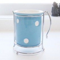 동무도자기 폴카도트 티스푼통 도자기 W, 오렌지_옵션