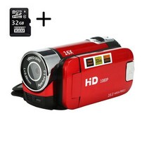 스마트 디지털액자 스마트스마트 동영상액자 첫번째080P 손떨림 방지 비디오 녹화 디지털 카메라 고화질 첫번째6X 줌 2.7 인치 TFT LCD 스크린 캠코더 LED 라이트 야간, [02] EU Plug, [02] Red with Card 32GB