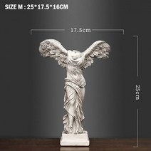 빈티지 추상 여신 동상 수지 장식품 홈 인테리어 승리 입상 조각 천사 날개 미니어처 모델, white-M