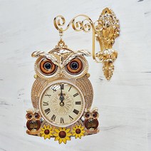 BnH 해바라기 부엉이 양면시계 무소음 벽시계 8887, 단품