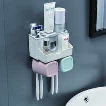 온가족 칫솔꽂이 다용도 칫솔걸이 컵홀더 디스펜서 자동 치약짜개 2구