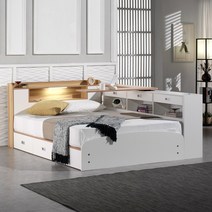 아이린 트리플 수납 슈퍼싱글 침대+매트리스, 아이린2 LED 침대+책상&서랍+라텍스탑 매트