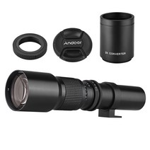 Andoer 카메라 망원 렌즈 캐논 호환 EOS 80D 90D 5D IV 6D II 7D II용 2X 컨버터 f/8 MF 500mm 1000mm