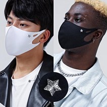 LXP579 구리나노섬유 반영구 항균 패션마스크 빨아쓰는 마스크 순은(100%) 피어싱 5종 (리미티드 에디션), 스타(별) 은장식, 화이트, M (얼굴이작은여성&16세이하청소년 권장), 1개