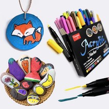 캔버스 스톤 금속 세라믹 유리 페인트 아크릴 마카펜 12색 24색 36색, 아크릴마카펜 붓 12색 A