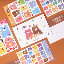 귀여운 곰돌이 스티커 4장 세트 무광 리무버블 스티커 다꾸 스티커 폰꾸 폴꾸 곰 스티커