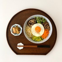 천연 옻칠 우드 반달 트레이 나무 쟁반, 원형트레이S
