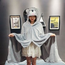 망토 가디건 케이프 숄망토 자켓 겨울 가을 캐릭터 맹아 햄스터 집사람 숄 담요 귀여운 실내 학생 점심 에어컨 여자