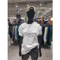 볼컴 남여공용 스크립트 자수 컴포트핏 티셔츠 VA222TS032 WH