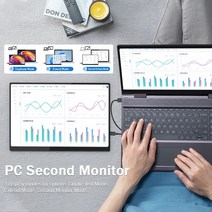 휴대용 포터블 모니터 보조 서브 ZEUSLAP터치 휴대용 모니터 100 Adobe RGB 105 인치 19201280 디스플레이 헤드폰 포트 포함 노트북 미니 PC 스위치 PS4, 한개옵션0