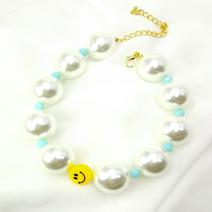 강아지목걸이 진주 블루 비즈 고양이 반려동물 악세사리, 블루(스몰)