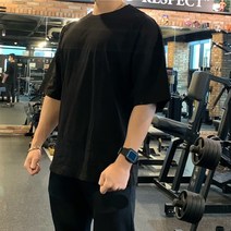 남자 머슬 오버핏 반팔 헬스 무지 티셔츠 빅사이즈