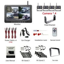 트럭후방카메라 자동차 트럭 모니터 시스템 무선 차량 CCTV 전면/후면 카메라, 캠 4개로 설정