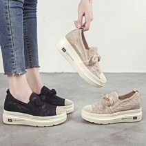에블바잉 DIDI 5cm 레이스 통굽 키높이 여성 캐주얼 슬립온