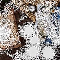 감성 레이스 하트 나비 잎사귀 다꾸 메모지 프레임 페이퍼 6종, 3.레이스 C (ME-1015)