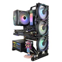 PC 케이스 컴퓨터 본체 조립 풀오픈 벽걸이 박스 사이드 투과 DIY 아이디어 수냉풍 쿨루민 브라켓, 03.짙은 회색, 01.공식 표준 분배