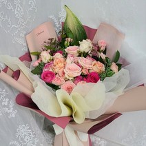 [아이플라워] 혼합장미 수입장미 30송이 꽃다발 파스텔톤 분홍 노랑 미니 장미 꽃 다발 스프레이장미 스탠다드 로즈데이 생화, 40송이 꽃다발