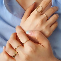 메탈 동글 깔끔 꼬임 심플 5개 셋트 데일리 레이어드 세련된 디자인 여성 반지 454