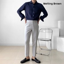 [로즈블로썸] [멜팅브라운] 남성 무지셔츠 남자 린넨셔츠 가을셔츠 (9077243)